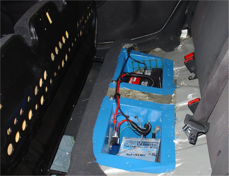 DC/DC Converter and battery under the rear seat